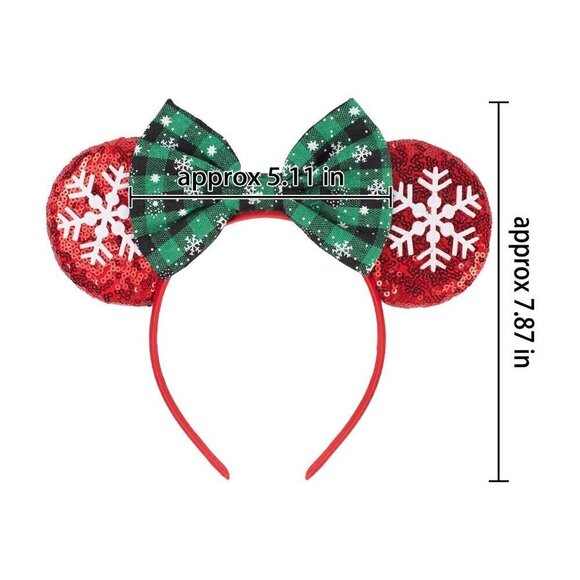 Christmas Mouse Ears Headband Red New Year Party Princess Decoration For Girls main image 6